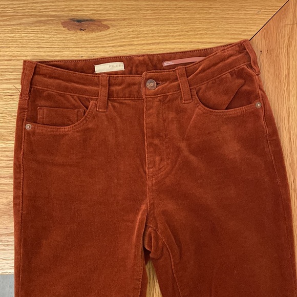 Anthropologie Pilcro High Rise Skinny Pants Corduroy Rust Orange size 26 - Picture 5 of 16